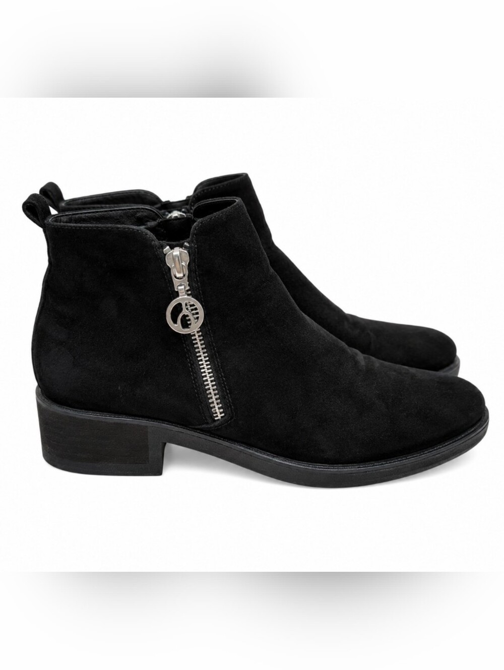 The Wishbone Collection Women's UK 7 Black Ankle Boots Side Zip Block Heel